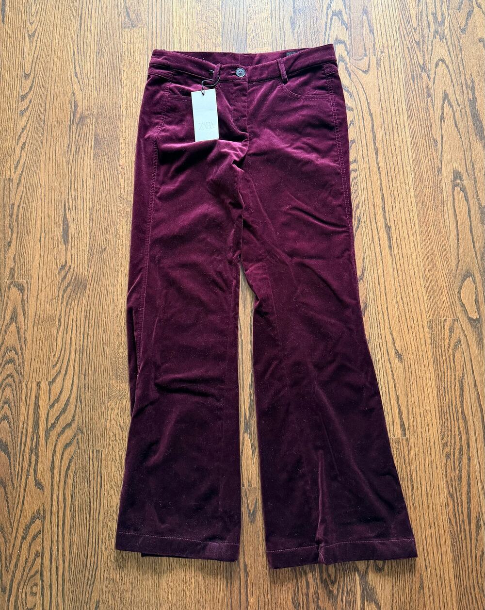 New Zara Women's Plum / Burgundy Velvet Pants - Medium